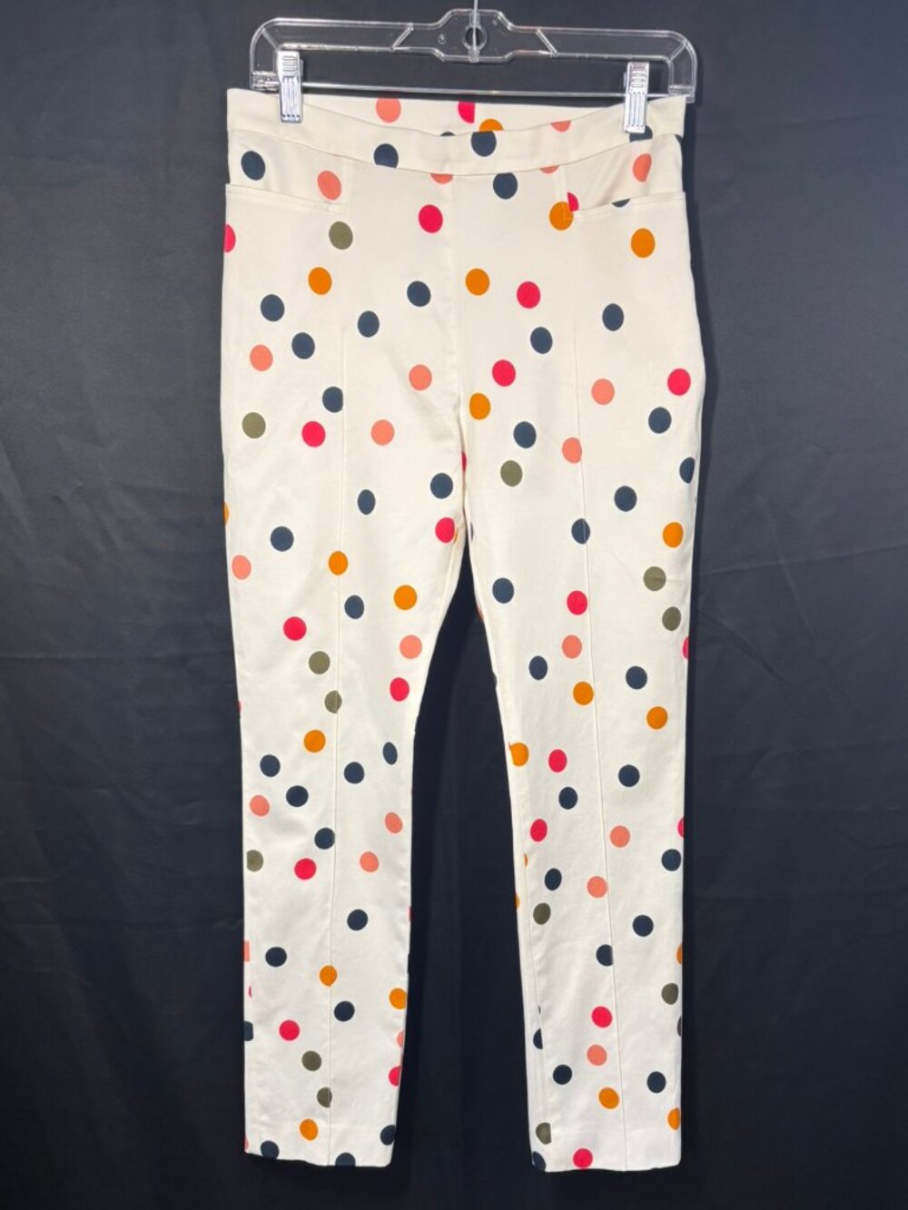 Akris Punto Multicolor Polka Dot Stretch Cotton Ankle Pants, US 6, Like New